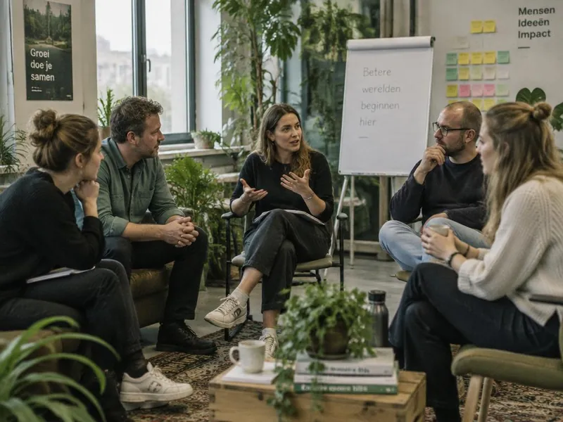 Team in gesprek tijdens een teamtraining